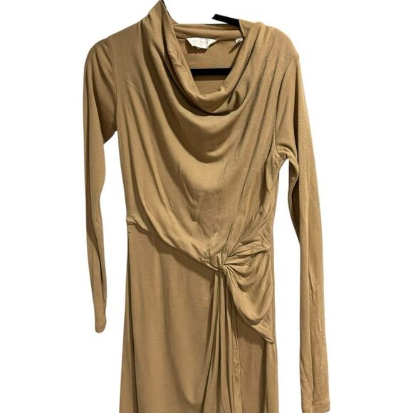 Revolve Ted Baker Neyda Camel Wrap Jersey Tan Long Sleeve dress - Picture 6 of 13